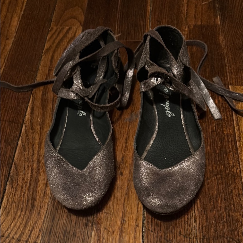 Free People Metallic Lace-Up Flats